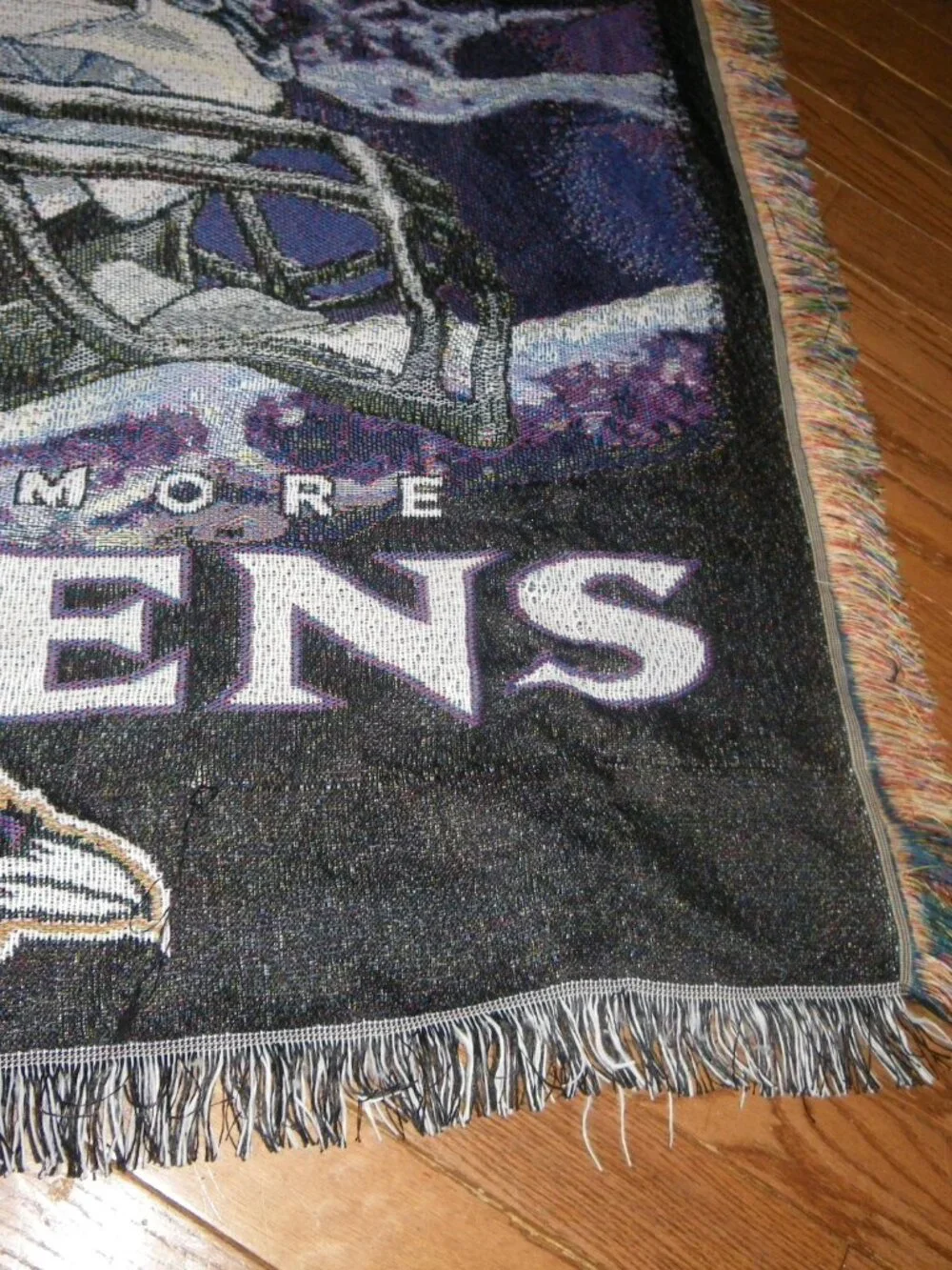 Baltimore Ravens NFL Football Throw Blanket Fringe Edges Tailgating Stadium